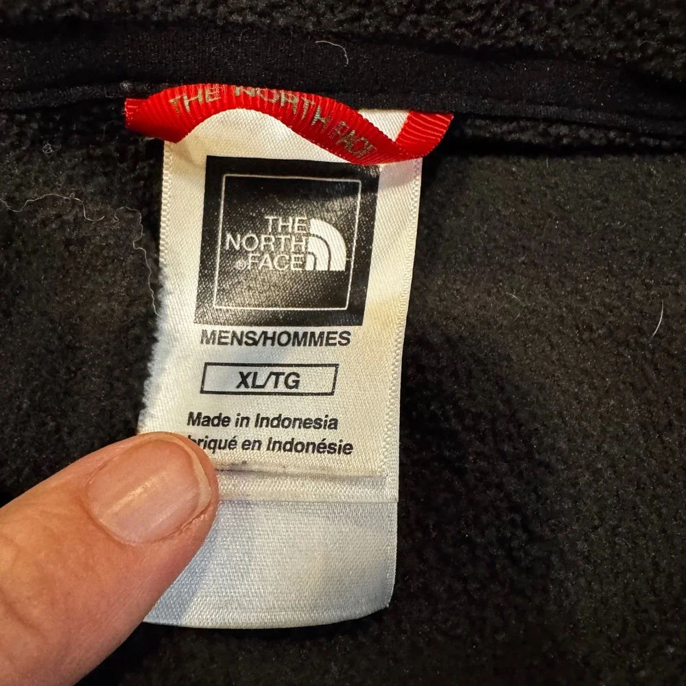 The North Face Fleece Jacket Mens XL Black Full Zip Mock Neck Logo Outdoor